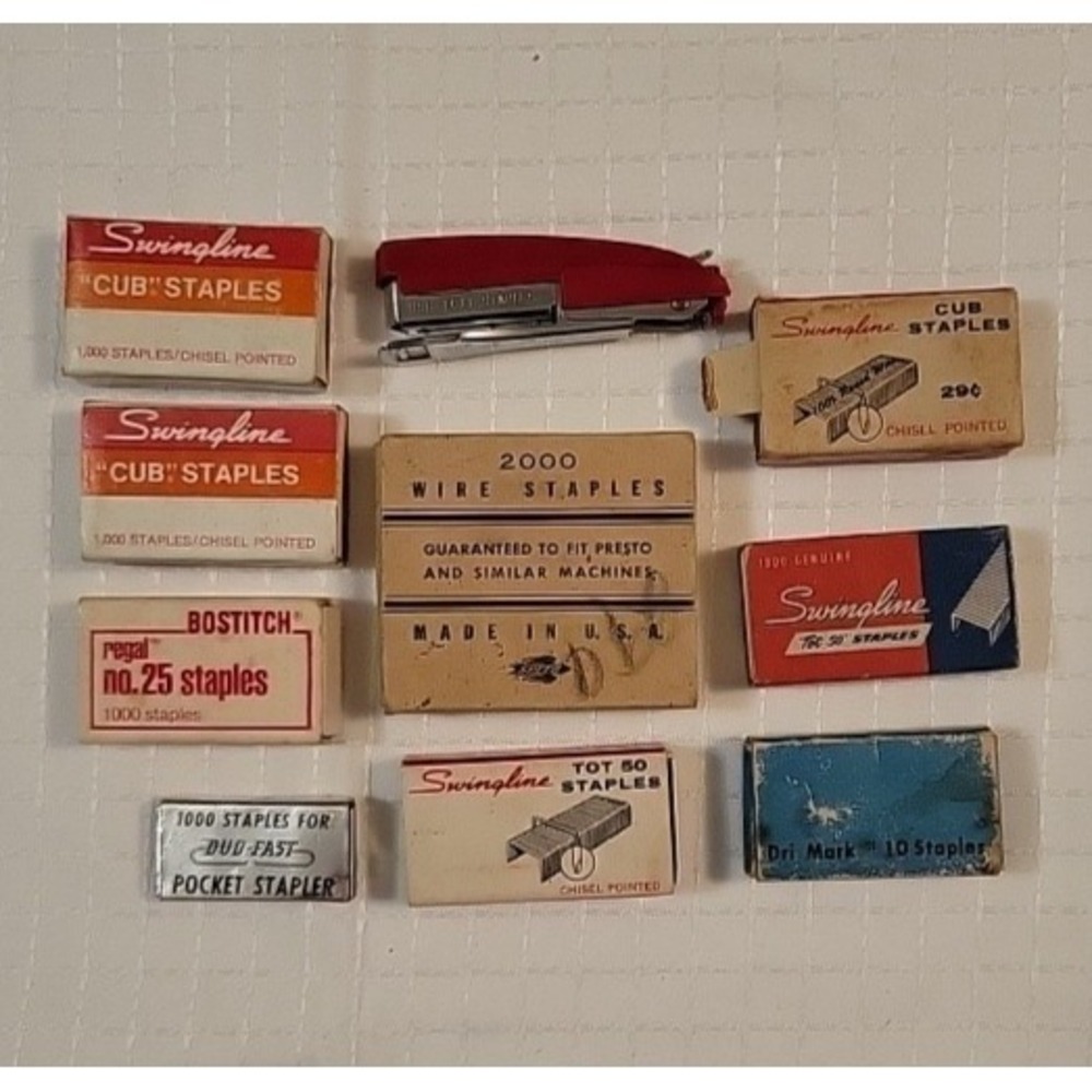 Vintage Stapler and Staples Swingline, Bostitch, Speed, Dri Mark